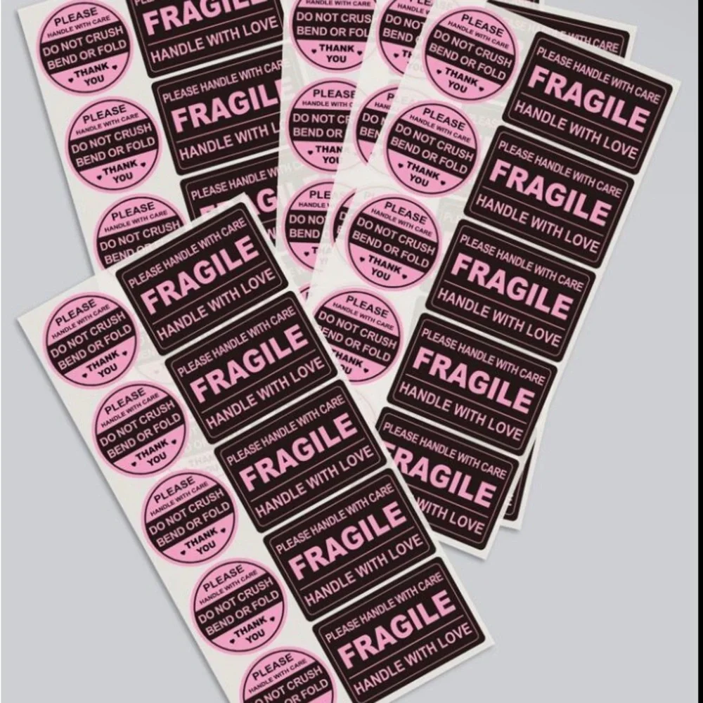 50 Pc Pink/Black Fragile Stickers 💖 - Picture 2 of 4